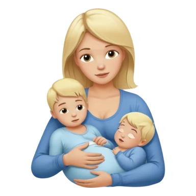 Blondynka karmi piersią małego chłopca sticker