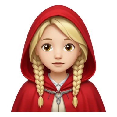 blonde braids hair kid girl, white skin, wear red cloak sticker