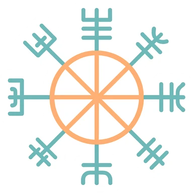 Vegvisir symbol, flat color icon, simple and bold, easy to recognize sticker