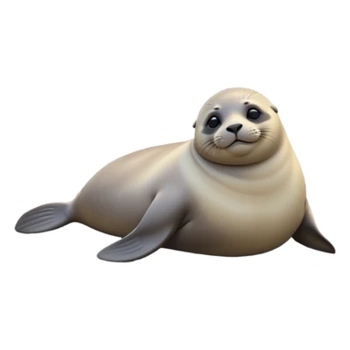 cinematic-seal-realistic-full-body-lounging-emoji,-plump-sleek-body-stretched-out-on-a-rocky-shoreline,-short-smooth-fur-glinting-in-the-sea-breeze,-flippers-tucked-comfortably-beneath-its-body,-large-dark-eyes-filled-with-playful-curiosity,-whiskered-muzzle-lifted-slightly-as-if-smiling,-simplified-yet-realistic-focused-features,-highly-detailed,-glowing-with-a-refreshing-marine-radiance sticker