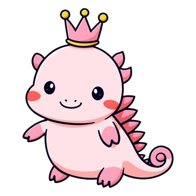 cartoon axolotl with a crown sticker