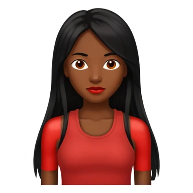 Rozonda Chilli Thomas medium dark skin long black straight hair, red tank top sticker