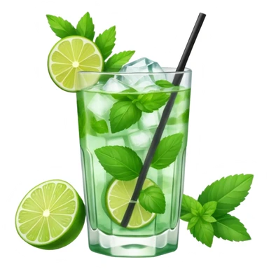 Make a mojito in she style of an emoji in a small glas  sticker