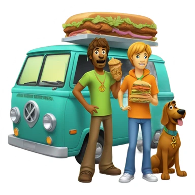 Shaggy and Scooby-Doo from “Be Cool, Scooby-Doo” and the Mystery Machine sticker