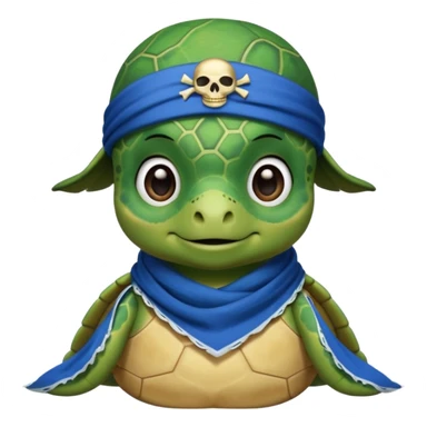 cute sea turtle wearing a blue pirate scarf sticker