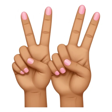 peace sign emoji but with the middle and ring fingers up instead of the index and middle finger. Keep the pinky, index, and thumb down. Only have the 5 normal fingers in the picture sticker