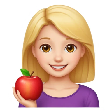 cheerful pose cute girl apple emoji style sticker