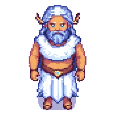 happy Zeus, the Greek god, pixel art style sticker