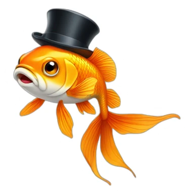 A gold fish wearing a top hat sticker