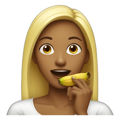 Woman eating banana sticker