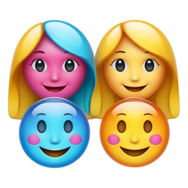 Three glass colorful lady smiley faces sticker