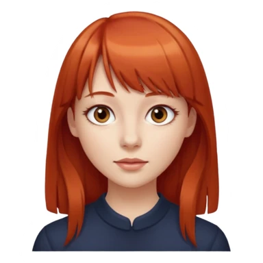 zumbi mulher com cabelo vermelho liso e franja olhos castanhos claros e branca  sticker