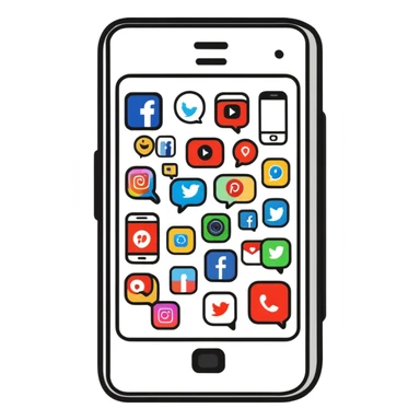 smartphone with social media icons sticker