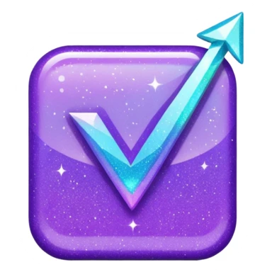 glitter purple and cian checkmark sticker