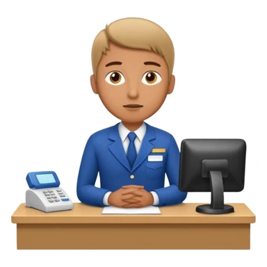 man in receptionist uniform thinking  sticker