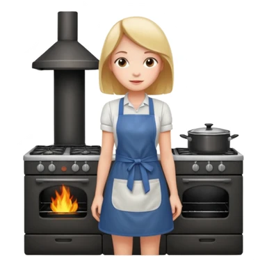 girl and stove sticker