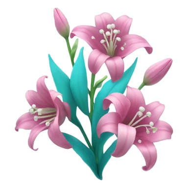Lilly of the valley pink and cyan flowers sticker