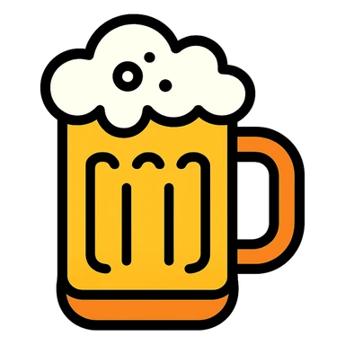 stylized beer mug color icon with cheerful vibe sticker
