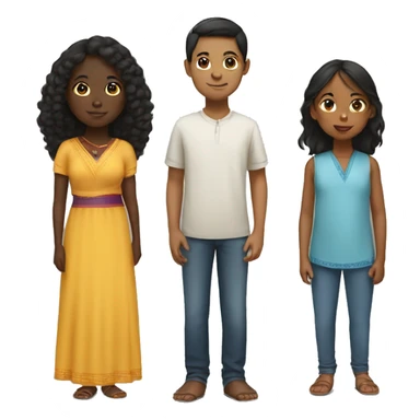 A black girl, a Chinese boy and an Indian girl sticker