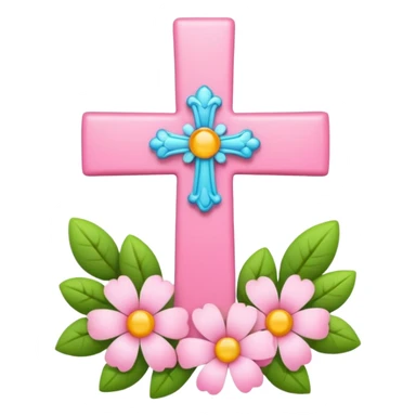 Small pink cross with flowers in it sticker