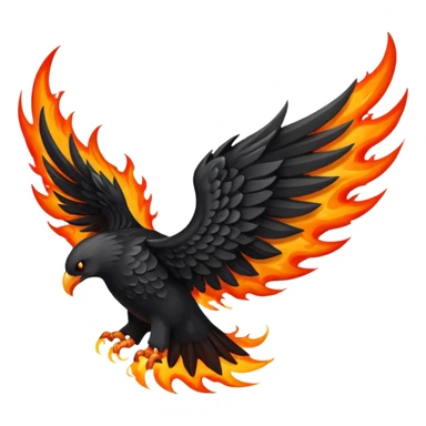 A black wing on fire sticker