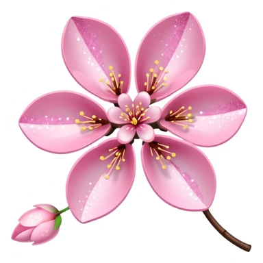 Stylized pink glitter cherry blossom flower (sakura) sticker