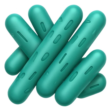 Multiple Lactobacillus bacteria emojis, thick rod shape, teal green, soft fibrous texture, clean ingredient icon style
 sticker