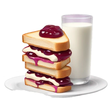 PB&J sandwich with a glass of milk ￼ sticker