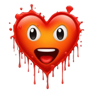 bleeding red heart glowing red-orange with splatter sticker