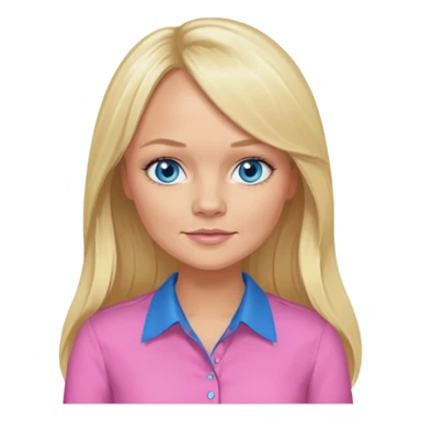 Emma Bunton with long blonde hair, blue eyes, pink shirt sticker