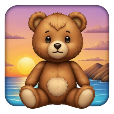Sunset teddy bear sticker