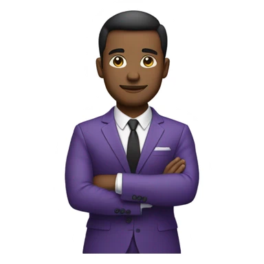 Purple suit business man, arms crossed and not black sticker