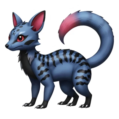  realistic cute epic aesthetic gothic colorful Salandit-Eevee-Civet-species-Fakemon-hybrid-creature, with markings, full body sticker