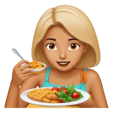 girl enjoying delicious food sticker
