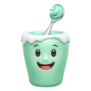 small squeeze of toothpaste in a soft swirl or wave, glossy texture, fresh color white or mint green or striped with blue or red, clean 3D rendering, soft lighting, subtle shadows, emoji scale, optimized for clarity, gloss, and freshness at small size sticker