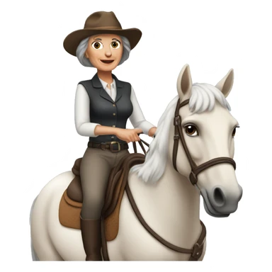 68 year old, brunette woman, attractive, riding a horse ￼ sticker