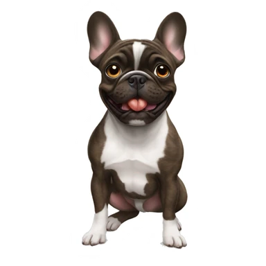 Pure Brindle frenchie eating sticker