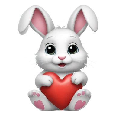 bunny holding a heart sticker