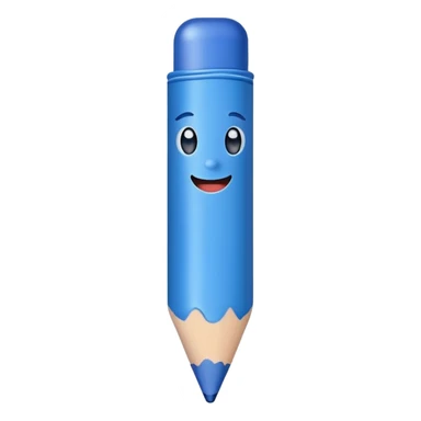 Blue crayon with a cute happy face sticker