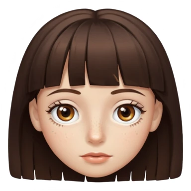 branca, olhos hazel, franjnha, pequenas sardas, cabelo castanho escuro, zoombir sticker