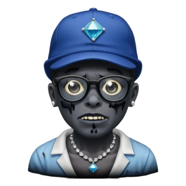 Zombie with black glasses dodger hat and diamond necklace sticker