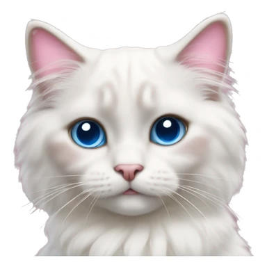 white ragdoll cat with big blue eyes and a pink bow sticker