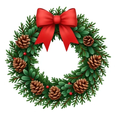 Christmas wreath with long bow and pinecones sticker