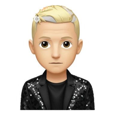 Chester Bennington from Linkin Park with blonde hair, black sequin outfit sticker