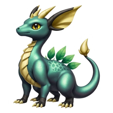 Shiny Iridescent Dusknoir-Cubone-Salandit-Leafeon-Fakémon-hybrid-creature (full body)  sticker