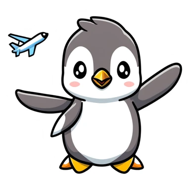 cute penguin with airplane wings sticker