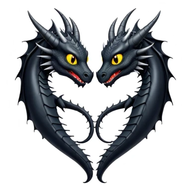 Two black dragons making a heart sticker