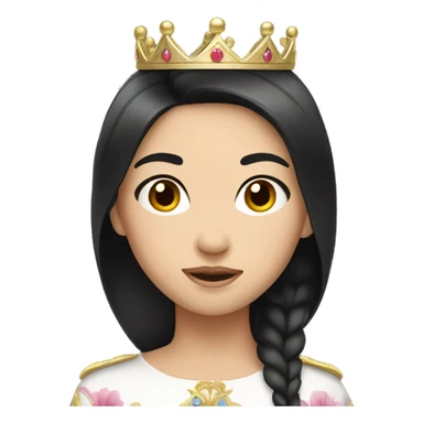 asian girl black haired with crown  sticker