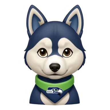 Black white husky with floppy ears Seattle Seahawks gear sticker