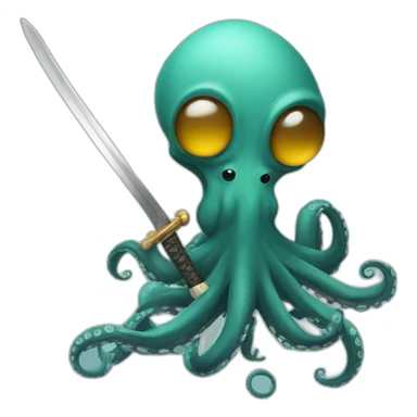 octopus holding a katana sticker
